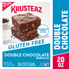 Krusteaz gluten-free brownies in pan ready to bake