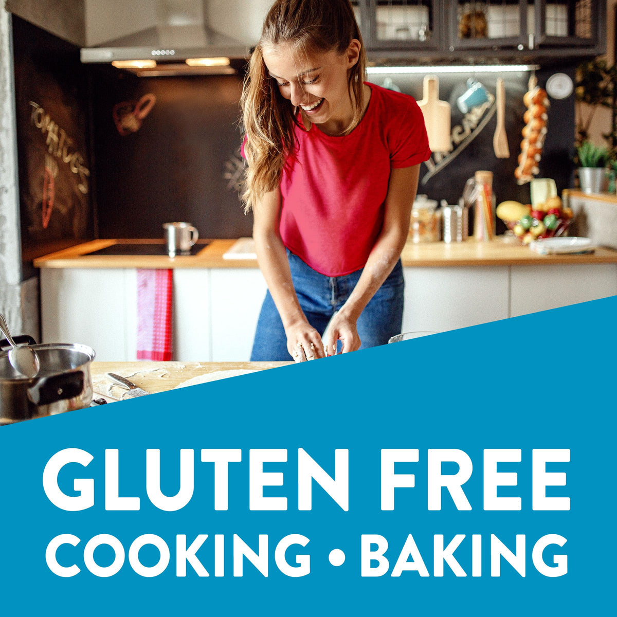 Krusteaz gluten free flour bowl with dry ingredients ready for mixing