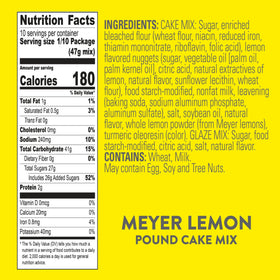 Krusteaz Meyer Lemon mix label highlights no artificial flavors.