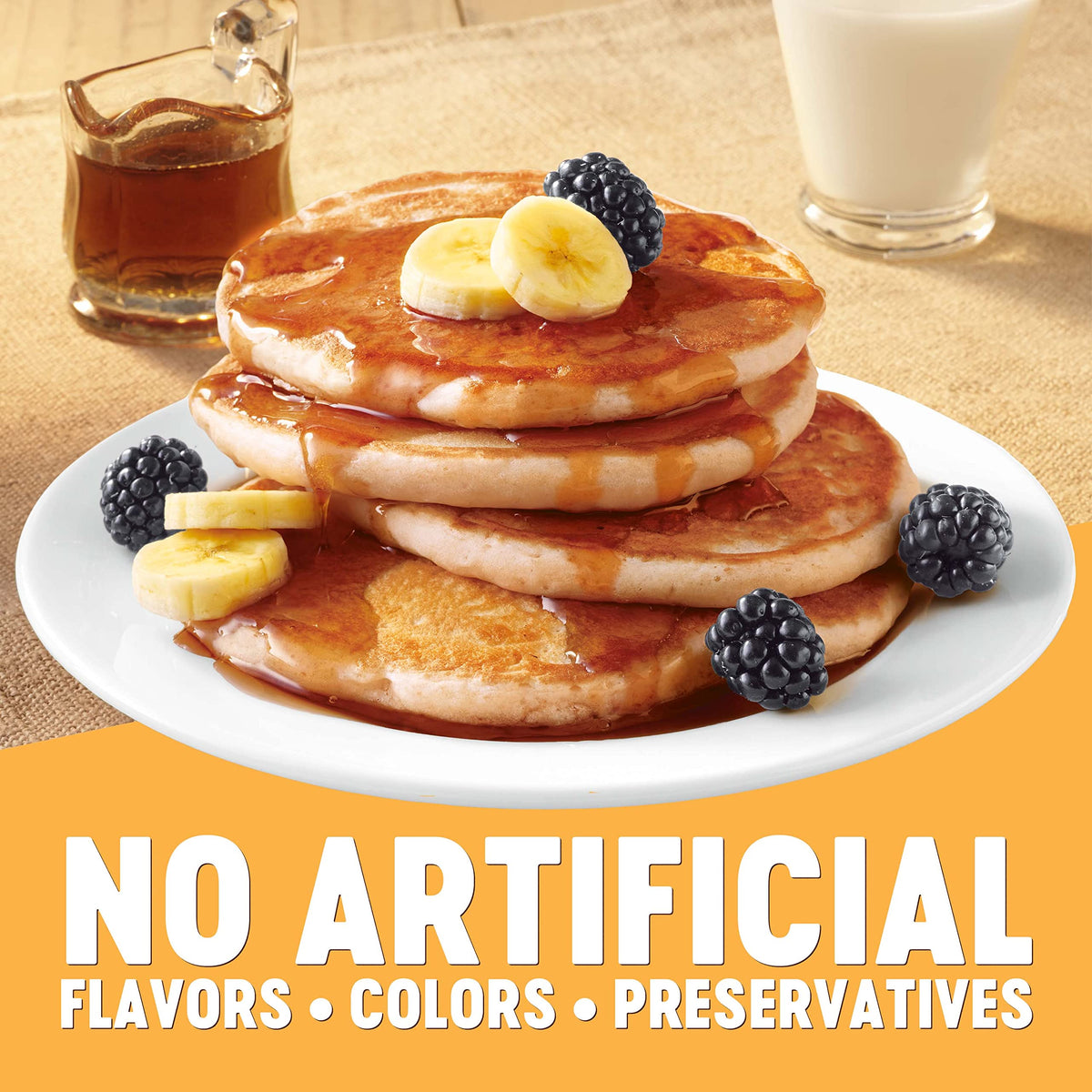 Krusteaz pancake mix batter being poured for fluffy, versatile breakfasts.