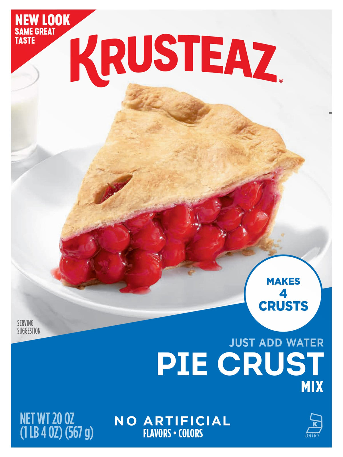 Krusteaz pie crust dough in a mixing bowl with cold water for easy mixing.