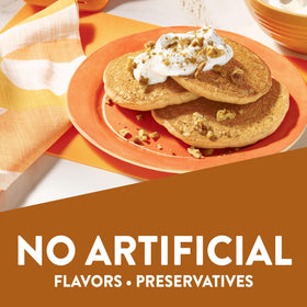 Krusteaz pumpkin spice pancakes emerge golden brown, perfect for brunch.