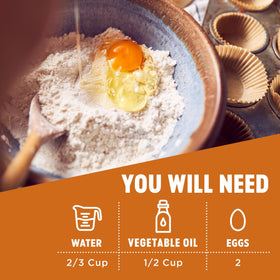 Krusteaz mix helps bakers create treats with water, oil, and eggs.