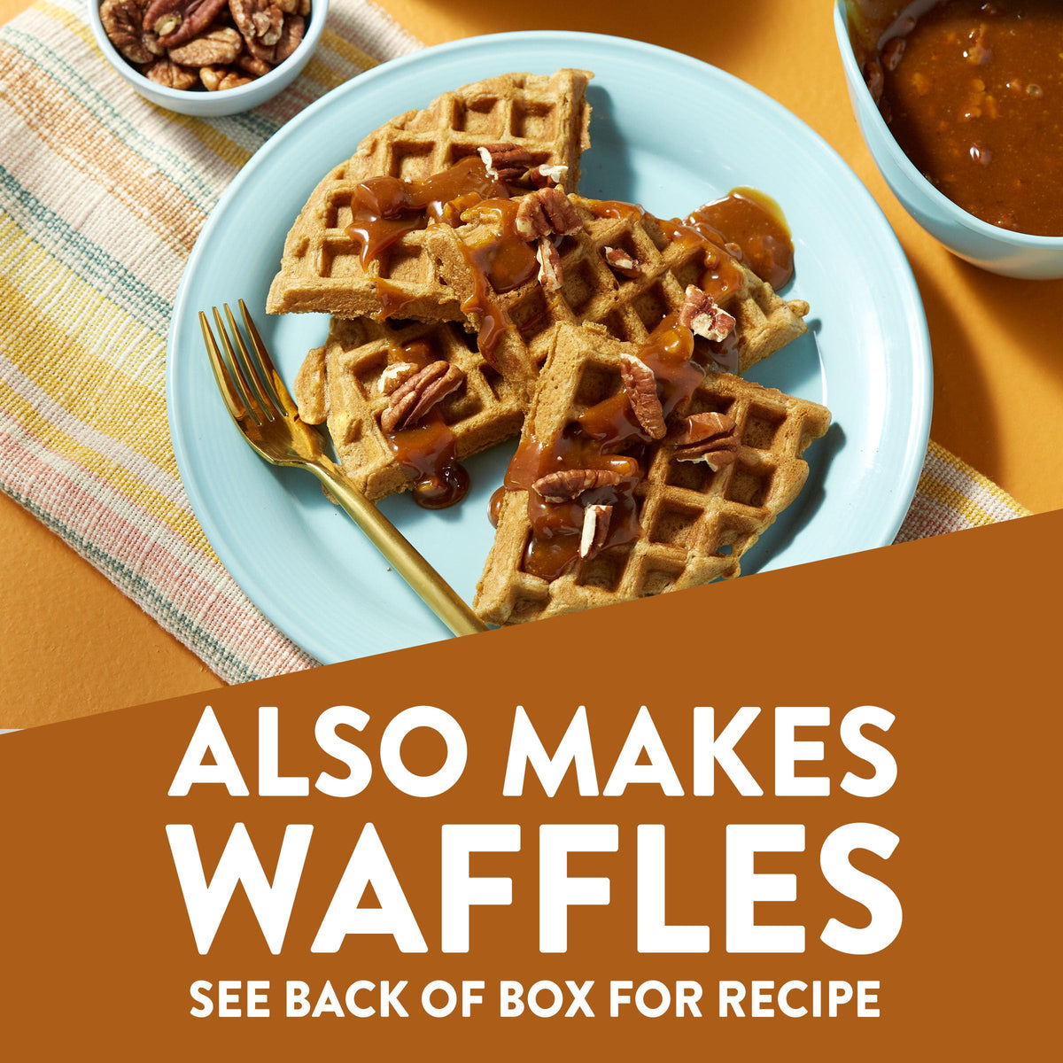Krusteaz pumpkin spice waffles idea using the mix in a waffle iron.