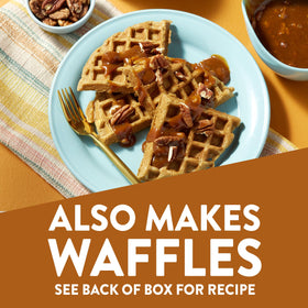 Krusteaz pumpkin spice waffles idea using the mix in a waffle iron.