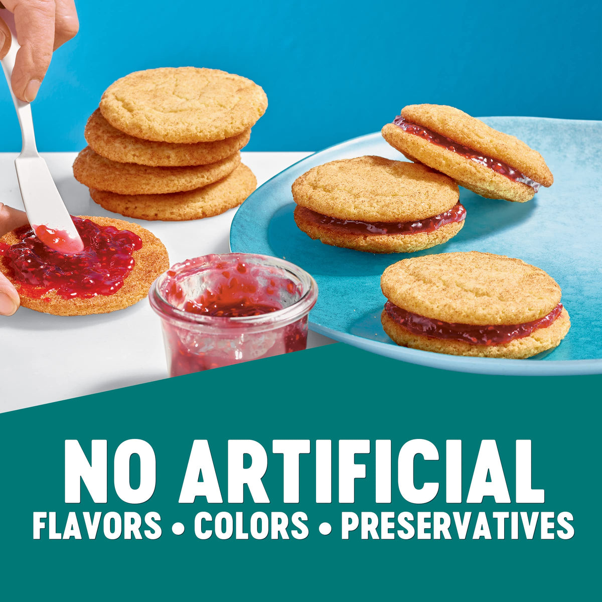 Krusteaz Snickerdoodle batter spread on baking tray
