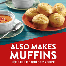 Krusteaz Southern Cornbread box on kitchen counter showing convenient pack.