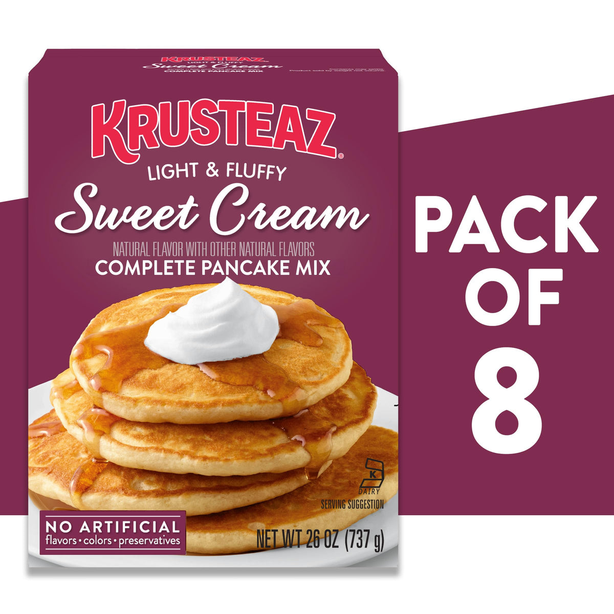 Krusteaz Sweet Cream Pancake Mix bowl and whisk for easy batter prep.