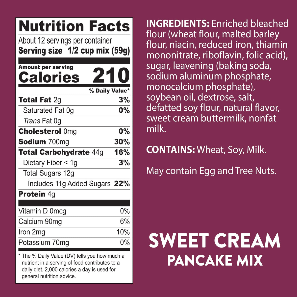 Krusteaz Sweet Cream Pancake Mix 8-pack display on shelf.