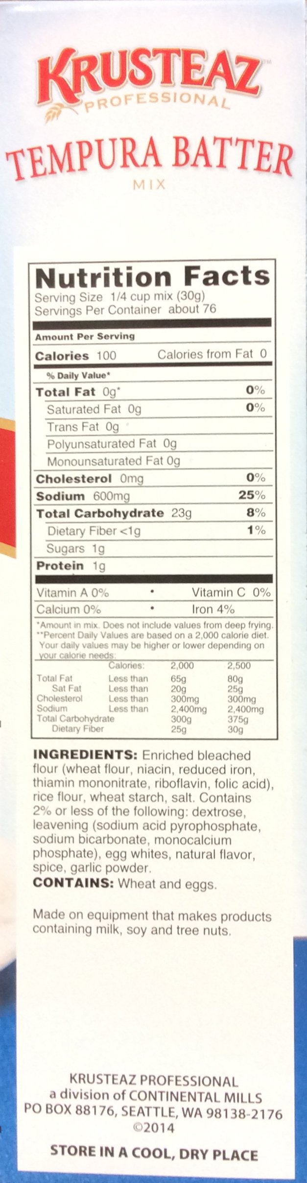 Krusteaz Tempura Batter Mix forms a light, crispy coating for shrimp.