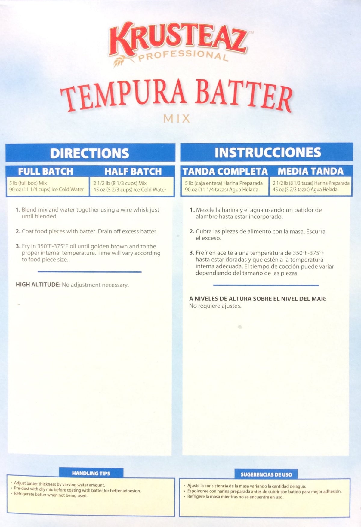 Krusteaz Tempura Batter Mix—just add water, fast batter prep for home cooks.