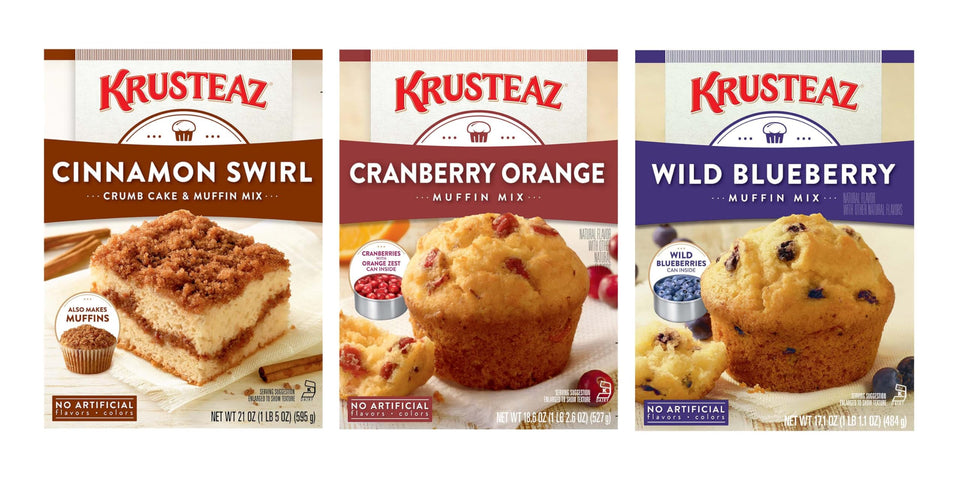 Krusteaz variety pack Cinnamon Swirl Crumb Cake ready for a cozy home breakfast