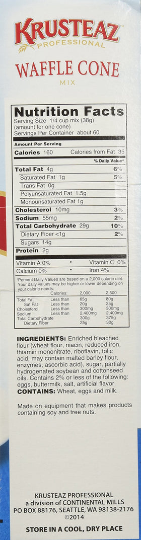 Krusteaz Waffle Cone Mix dry ingredients ideal for quick cone production