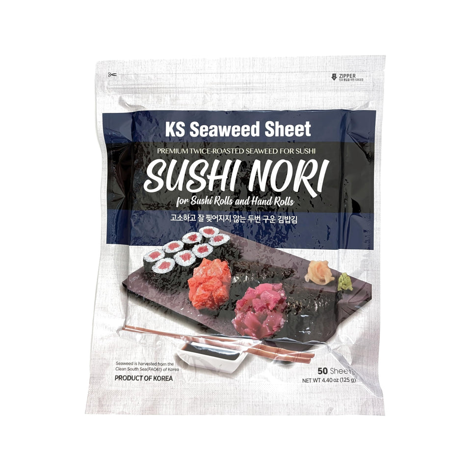 KS Twice Roasted Seaweed Sheets packaging preserves freshness.