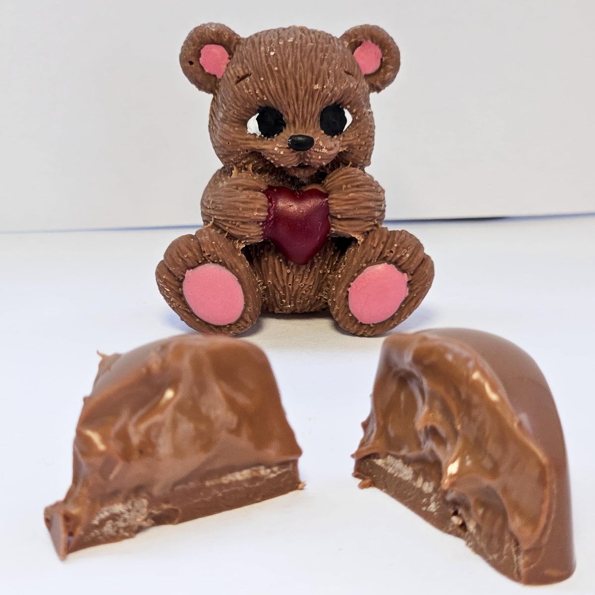 Ksana Choco Handmade bear-shaped chocolates, premium milk chocolate with hazelnut cream.