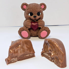 Ksana Choco Handmade bear-shaped chocolates, premium milk chocolate with hazelnut cream.