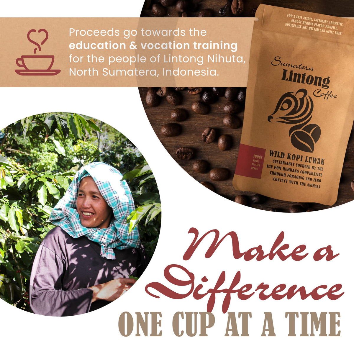 Ksu Pom Humbang Cooperative Wild Kopi Luwak full bag ready for brewing