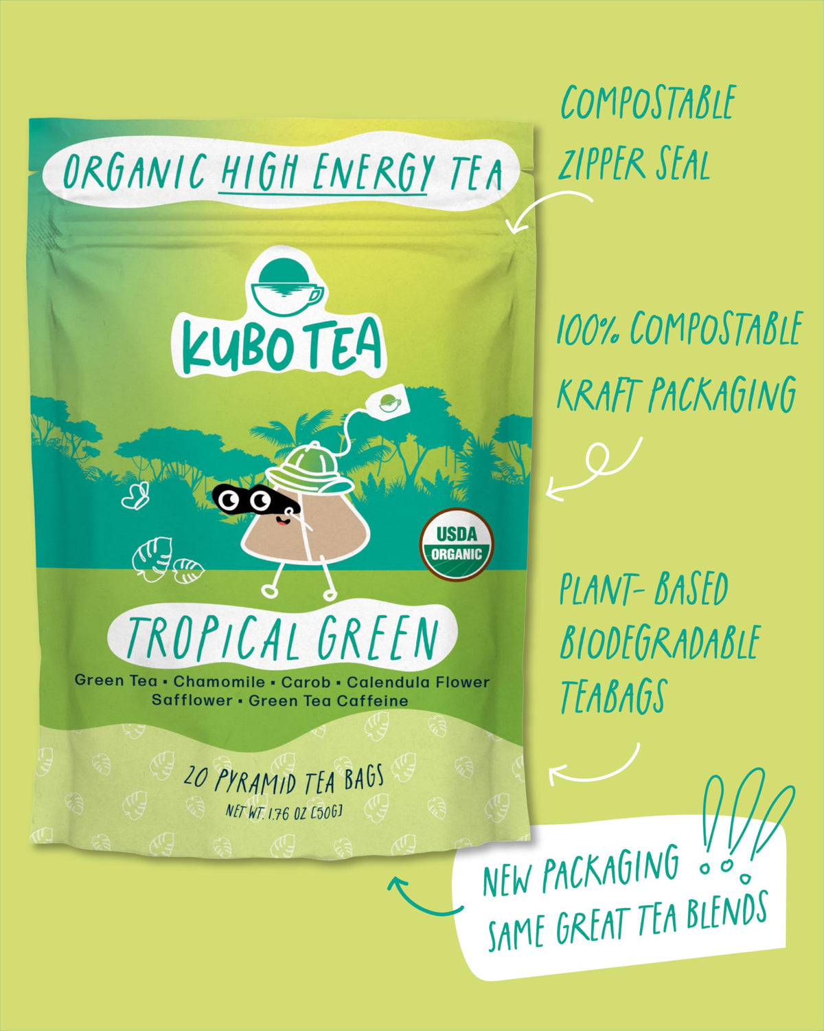 Kubo Tea chamomile carob safflower flavor blend aroma evoking tropical notes