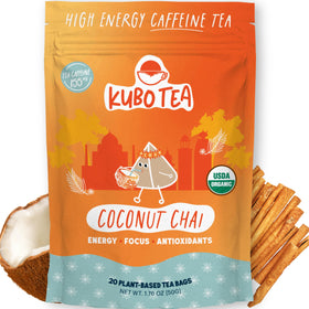 Kubo Tea coconut-chai-tea-bags deliver a rich caffeine boost with creamy coconut notes