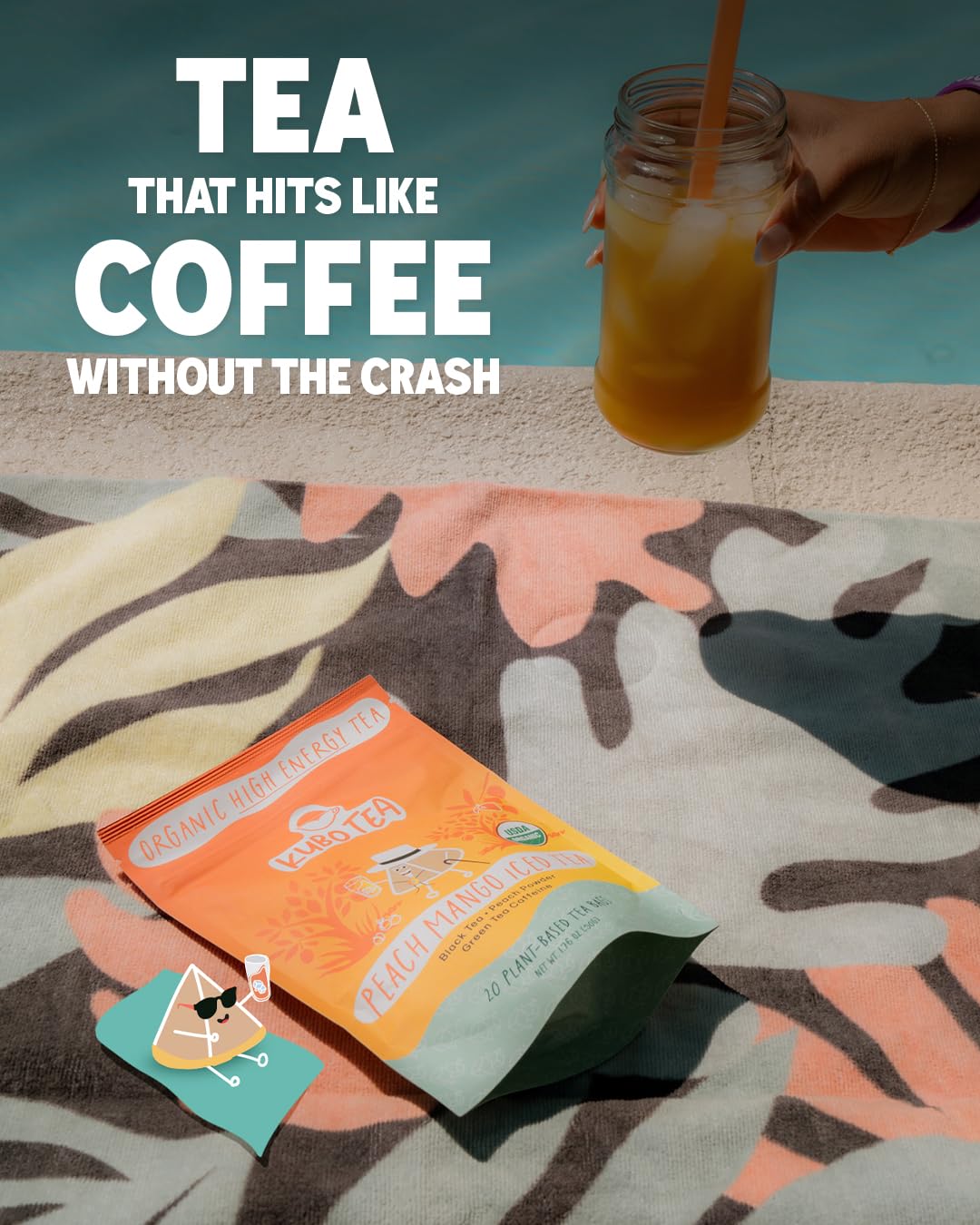 Kubo Tea compostable packaging and plant-based bags appeal to eco-conscious shoppers.