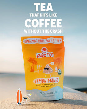 Kubo Tea lemon-mango black tea steeping releases bold aroma.