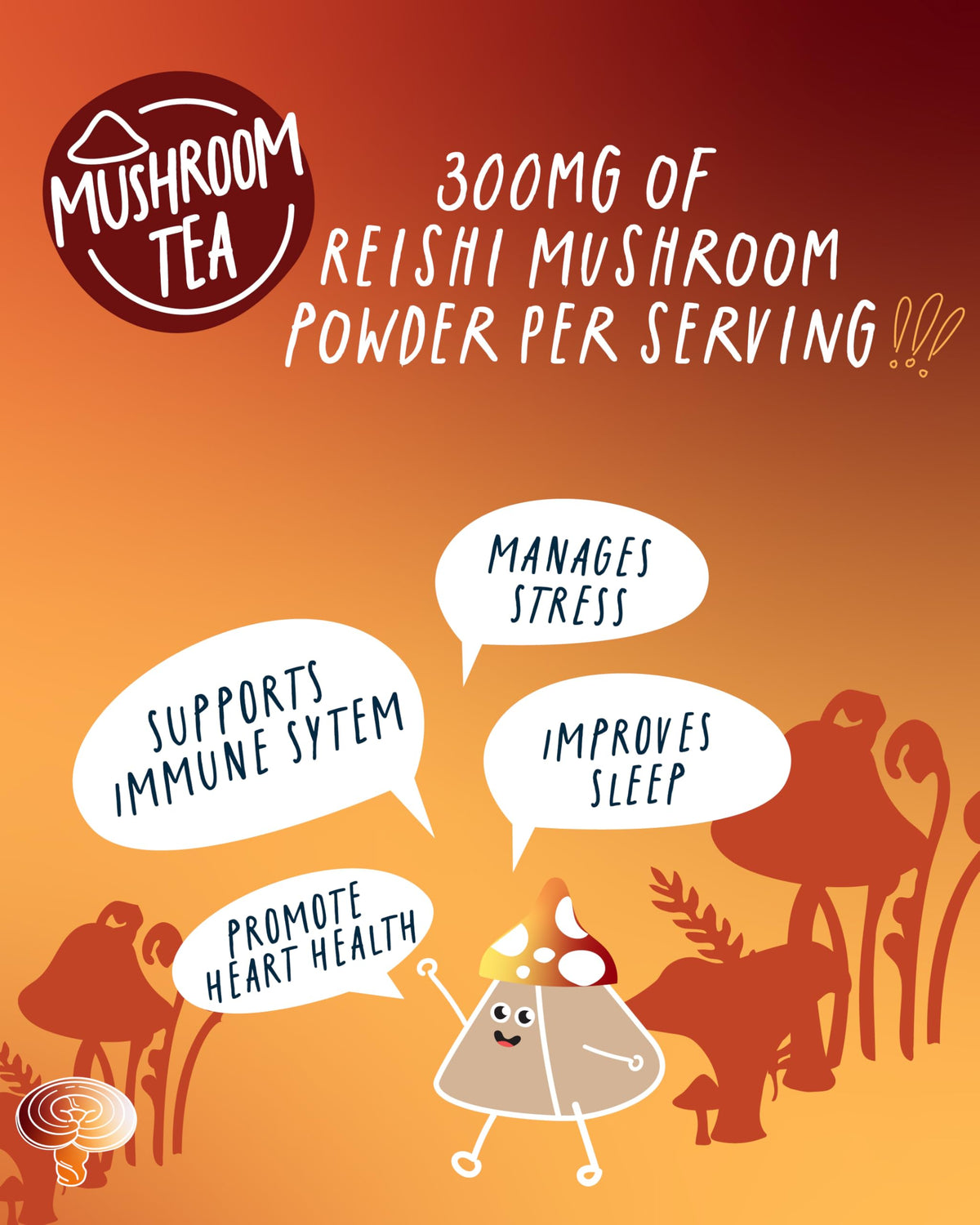 Kubo Tea organic reishi breakfast tea bags showing premium organic ingredients.