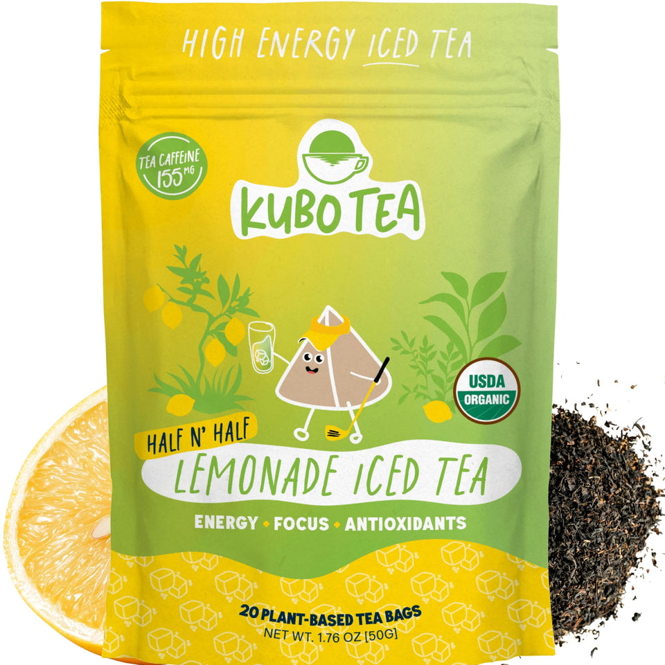 Kubo Tea high-caffeine iced tea package boosts focus and clean energy.