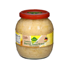 Kuehne Barrel Sauerkraut jar front label showcasing authentic German flavor