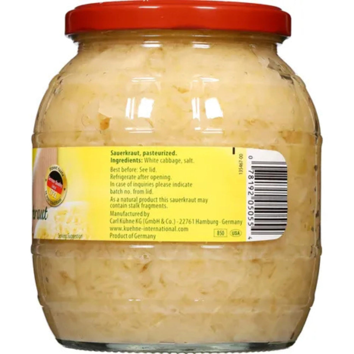 Kuehne Barrel Sauerkraut served with a hot dog for a classic pairing
