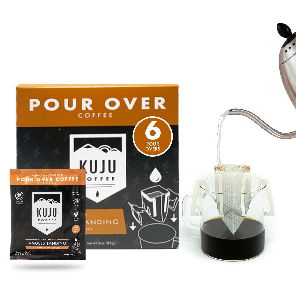Kuju Coffee Angels Landing pourover 6-pack offers portable premium flavor for backpacking.