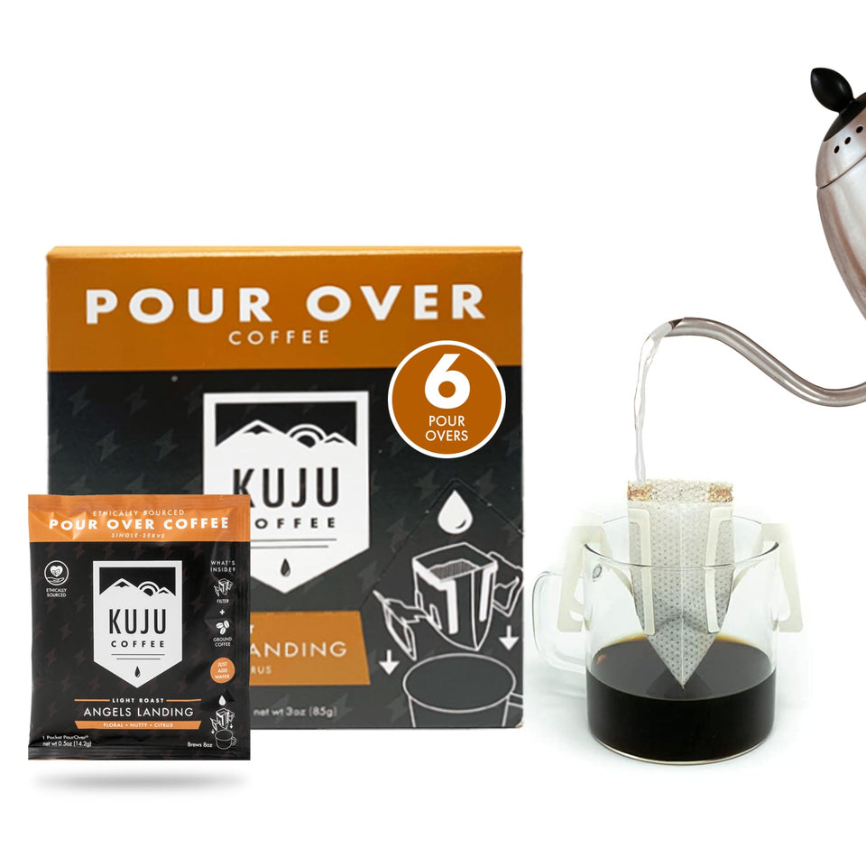 Kuju Coffee Angels Landing pourover 6-pack offers portable premium flavor for backpacking.