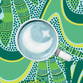 Vegan-friendly vanilla lavender latte ready to mix for a dairy-free treat