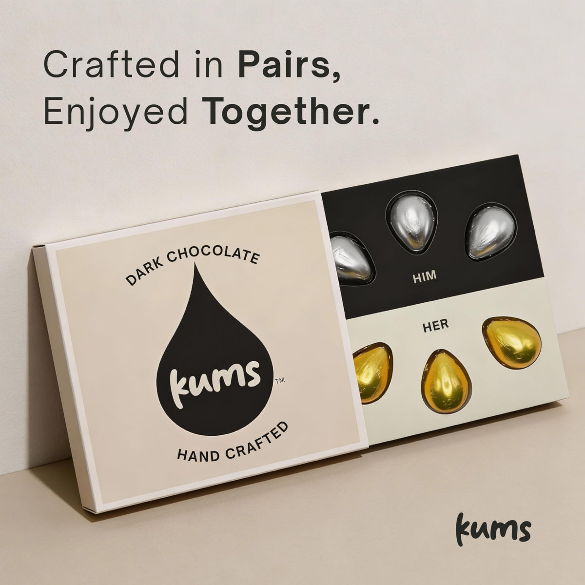Kums Dark Chocolate Tabs ingredients label highlights USA-sourced components for quality and trust.