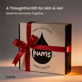 Kums Dark Chocolate Tabs on retail shelf conveys brand presence and impulse buy potential.
