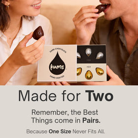 Kums Dark Chocolate Tabs served with coffee offers a convenient energy-boosting snack.