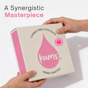 Close-up of Kums Pink Cherry Rose Chocolate Tabs showing rosy color and texture