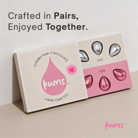 Kums Pink Cherry Rose Chocolate Tabs individually wrapped pieces on a shared platter