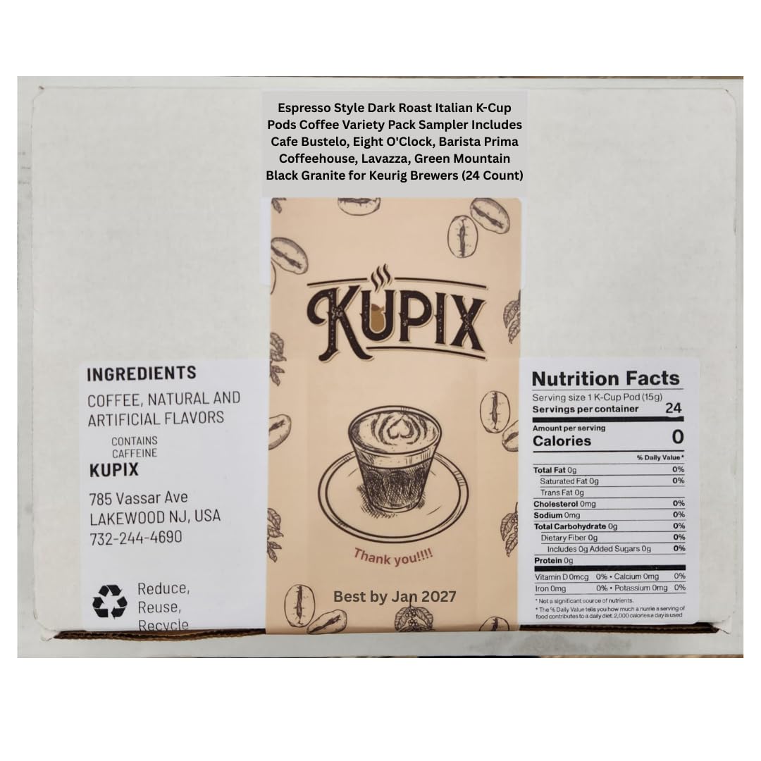 KUPIX Barista Prima Coffeehouse Espresso Roast K-Cups boxed set