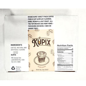 KUPIX flavored and classic coffee pods arranged for easy daily brewing.