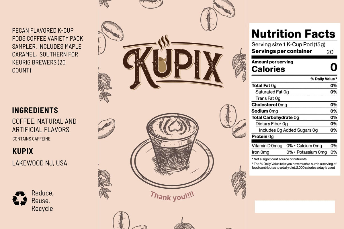 KUPIX gift box packaging showcases premium pecan coffee assortment