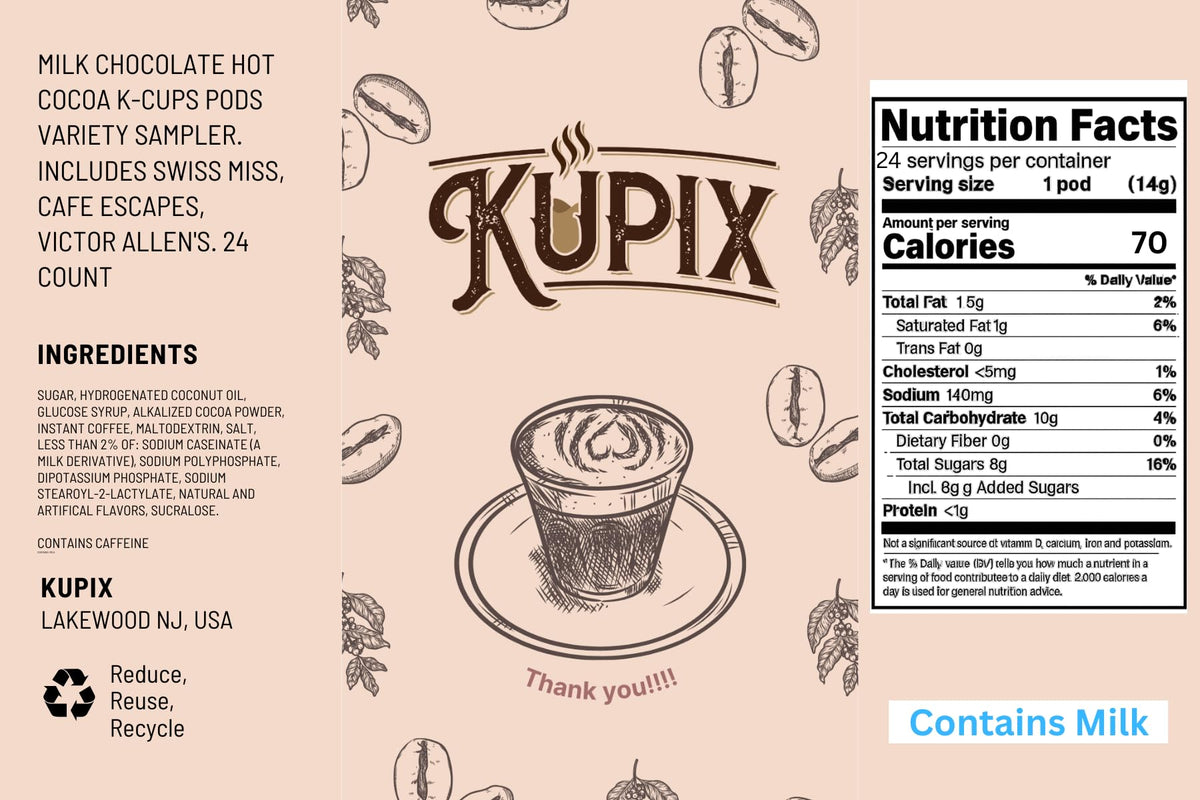 Kupix steaming cocoa cup close-up, rich aroma and smooth texture