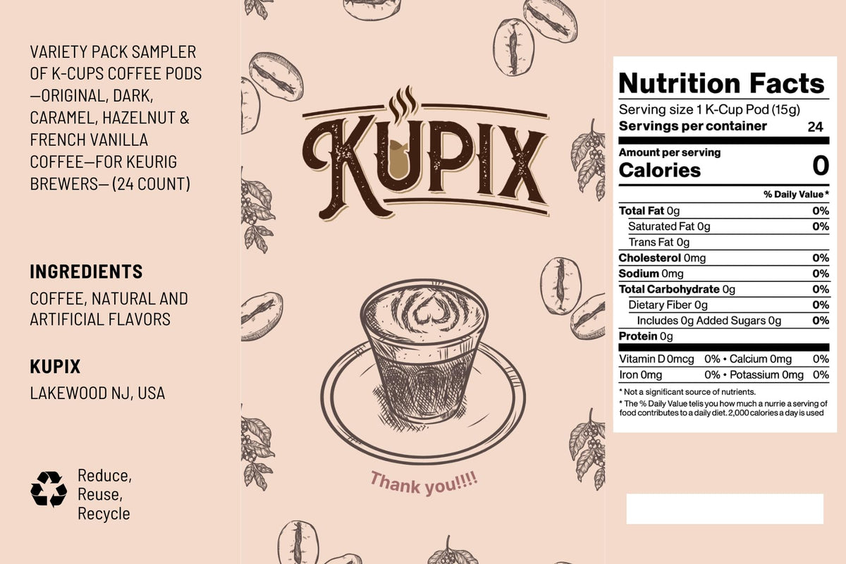 KUPIX French Vanilla pods, smooth vanilla finish for a cafe-style cup.