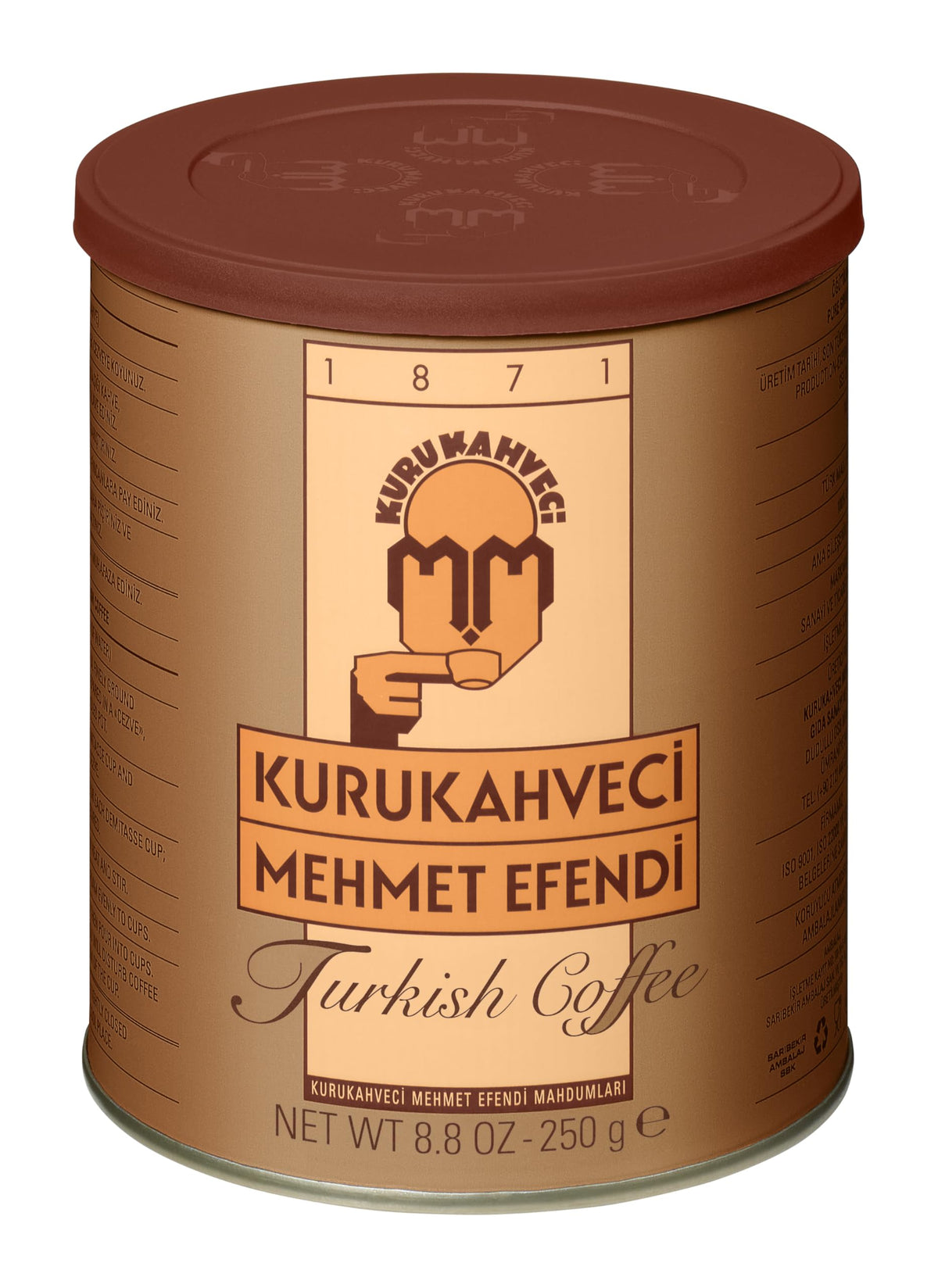 Roasted ground Kurukahveci Mehmet Efendi coffee in a bag, ready to brew.