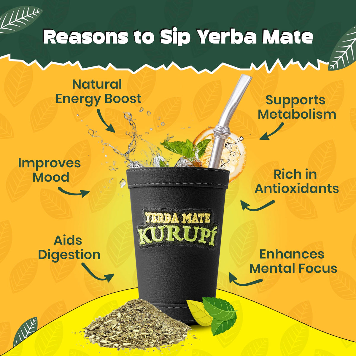 Brewing Kurupi Menta Boldo in a cup to release aroma.