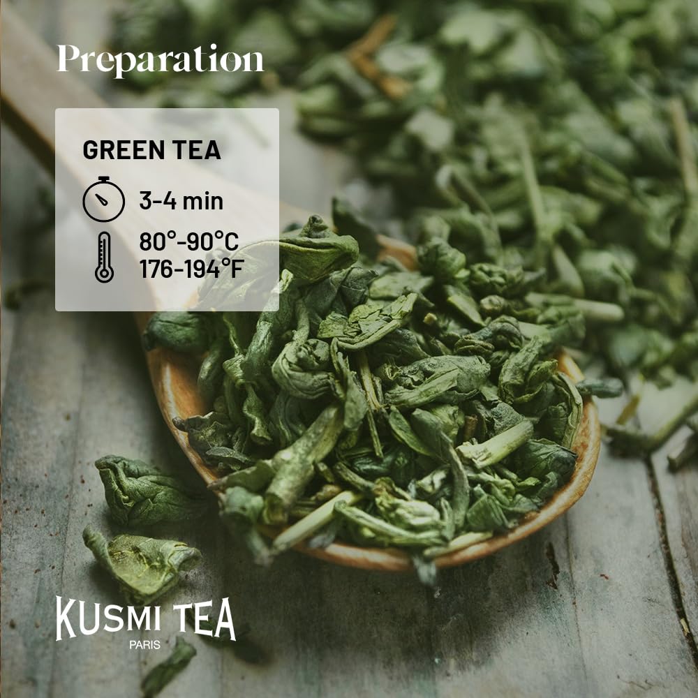 Kusmi Tea BB Detox green tea brew cup showcases crisp, energizing notes.