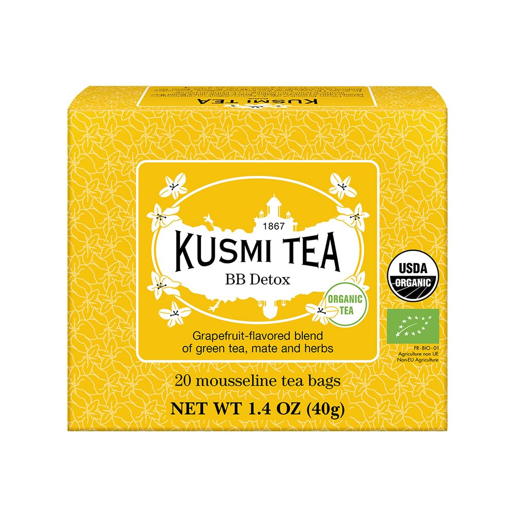 Kusmi Tea BB Detox packshot highlights the organic blend for daily revitalization.