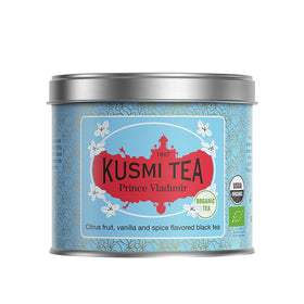 Kusmi Tea Prince Vladimir tin box preserves freshness and protects the leaves.