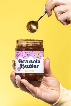 KWEEN Oat Haus Brownie Batter Granola Butter on toast with a rich spread