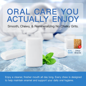 KYL gluten-free remineralizing gum supports daily oral care routine.