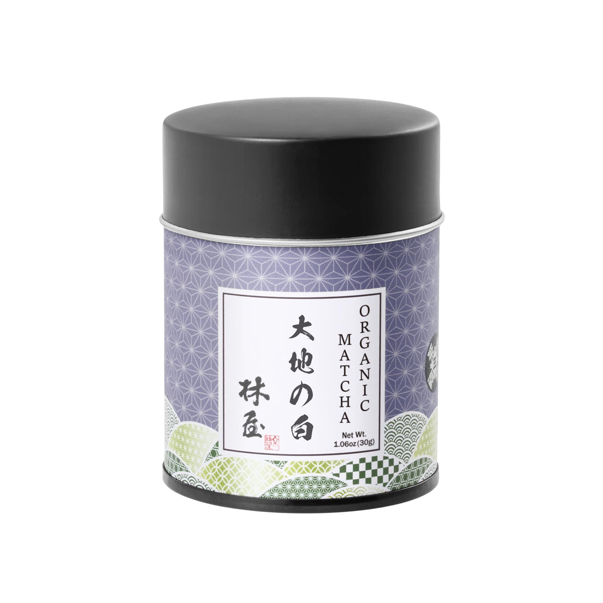 KYOHAYASHIYA Daichi ceremonial matcha tin closeup, ideal for traditional whisking rituals.
